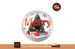 Merry Christmas snow globe scene trees ornaments Product Image 1