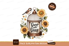Bird cage sunflowers grow grace leaves Product Image 1
