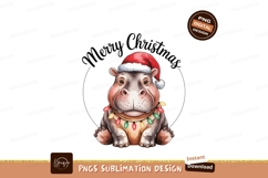 Hippo wearing Christmas hat and lights animal Product Image 1