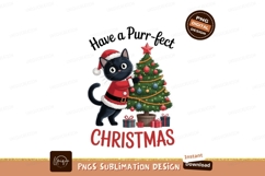 Black cat dressed as Santa with Christmas tree image Product Image 1