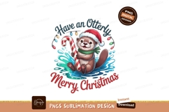 Cute otter with candy cane and christmas lights image Product Image 1
