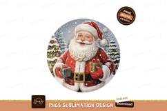 Cheerful Santa Claus holding gifts christmas holiday Product Image 1