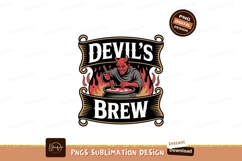 Devil brewing potion with flames cauldron stirring Product Image 1