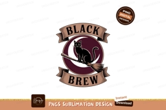 Black cat flying on broomstick moon witch Product Image 1