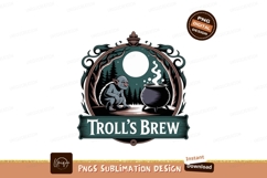 Troll brewing potion under moon creature cauldron Product Image 1