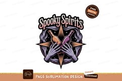 Spooky spirits bottles held by hands purple Product Image 1