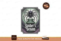 Black spider hanging over green jar venom Product Image 1