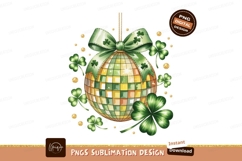 Disco ball shamrock bow ornament clover green Product Image 1