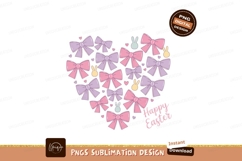 Pastel bows and bunnies heart S U B L I M A T I O N P N G Product Image 1