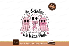 Pink ghosts with bows and hearts polka Product Image 1