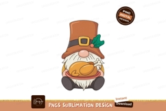 Gnome holding pumpkin pie with autumn leaves image Product Image 1