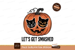 Orange pumpkin with black cat faces halloween jackolantern Product Image 1