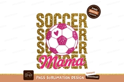 Pink soccer ball mama glitter text image Product Image 1