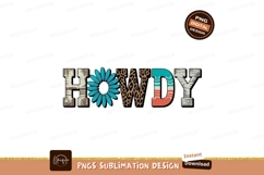 Western flower and animal print lettering howdy blue Product Image 1