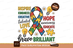 Autism Awareness Ribbon Puzzle Pieces And Words image Product Image 1