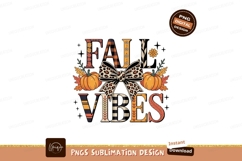 Autumn Vibes Leopard Bow Pumpkins Leaves fall Product Image 1