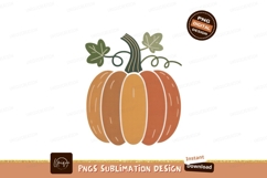 Orange pumpkin with green leaves and vine image Product Image 1