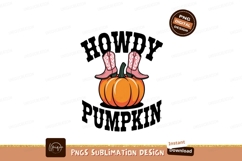 Pink cowboy boots on orange pumpkin image Product Image 1