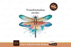 Colorful Dragonfly Watercolor Splash SUBLIMATION insect Product Image 1