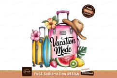Tropical vacation travel luggage and fruit surfboard Product Image 1
