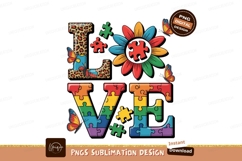 Colorful puzzle flower butterflies love autism awareness Mom Product Image 1