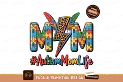 Mom Autism Awareness Puzzle Lightning Feathers image Product Image 1