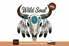 Bull skull feathers turquoise adornment horns Product Image 1