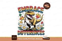Dinosaur embracing differences with puzzle pieces yellow Product Image 1