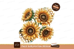 Yellow sunflowers with leopard print SUBLIMATION orange Product Image 1