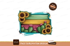 Sunflowers cacti wood planks green Product Image 1