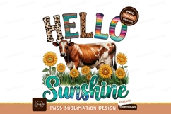 Brown white cow sunflowers sunshine grass nature Product Image 1