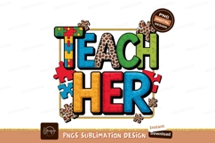 Teach Her Puzzle Pieces Leopard Print autism Product Image 1