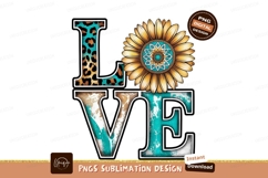 Leopard Sunflower Love turquoise western Product Image 1