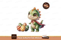Cute dinosaur with easter eggs green orange Product Image 1