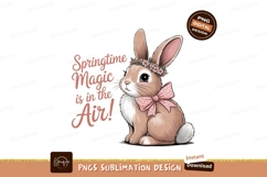 Cute bunny with floral crown and bow rabbit spring Product Image 1