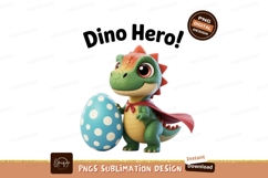 Green dinosaur hero with blue polka dot egg image Product Image 1