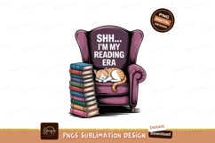 Sleeping cat on armchair with books reading Product Image 1