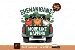 Gnomes in truck with shamrocks green hats Product Image 1