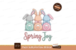 Three Cute Bunnies With Bows SUBLIMATION pastel Product Image 1