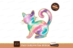 Whimsical galaxy cat with golden outline cosmic stars Product Image 1