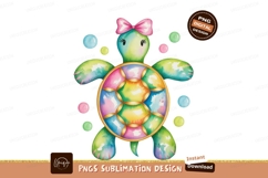 Cute colorful turtle with pink bow image Product Image 1