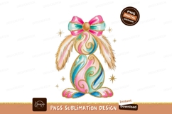Colorful bunny with bow and stars pastel pink Product Image 1