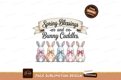 Five pastel bunnies with bows and floral designs pink Product Image 1