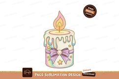 Pastel candle with bow and stars flame dripping Product Image 1