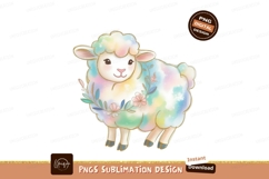 Pastel rainbow sheep with floral garland image Product Image 1