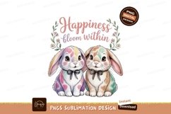 Two colorful bunnies with floral accents SUBLIMATION Product Image 1