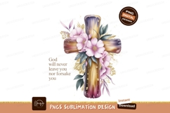 Floral cross with scripture flowers pink Product Image 1