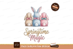 Three fluffy bunnies with bows rabbits pastel Product Image 1