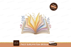 Open book with colorful pages and floral accents pastel Product Image 1