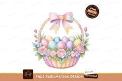 Easter basket pastel eggs flowers bow image Product Image 1